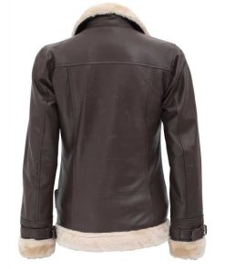 Dark Brown Aviator Shearling Leather Jacket for Women’s