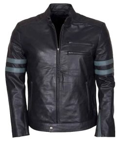 Men's Blue Stripe Retro Black Jacket