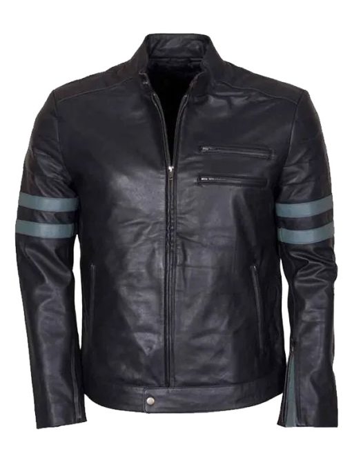 Men's Blue Stripe Retro Black Jacket