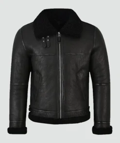 Men's Jet Black Shearling Jacket