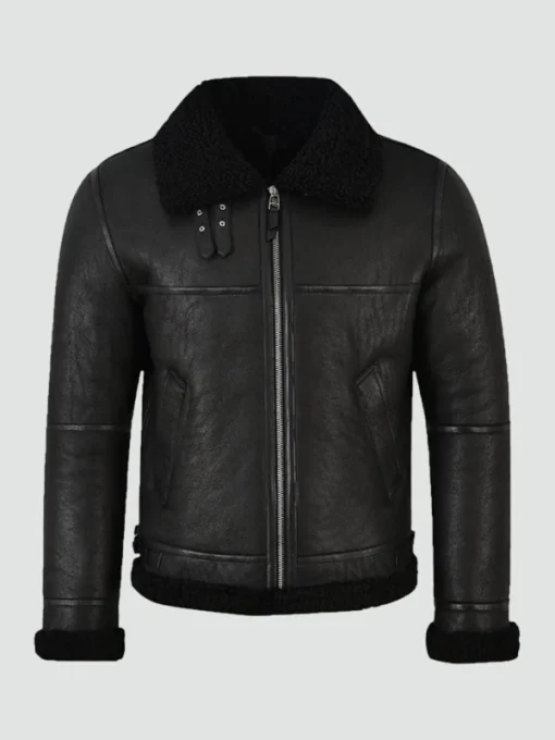 Men's Jet Black Shearling Jacket