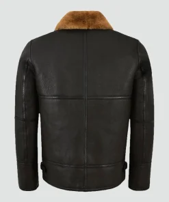 Men's Traditional Brown Shearling Collar Jacket