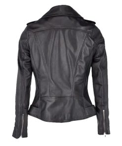 Women’s Asymmetrical Black Leather Biker Motorcycle Jacket