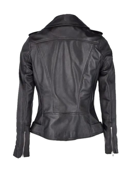 Women’s Asymmetrical Black Leather Biker Motorcycle Jacket