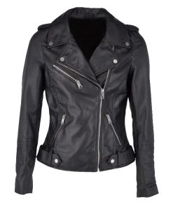 Womens Biker Black Leather Jacket