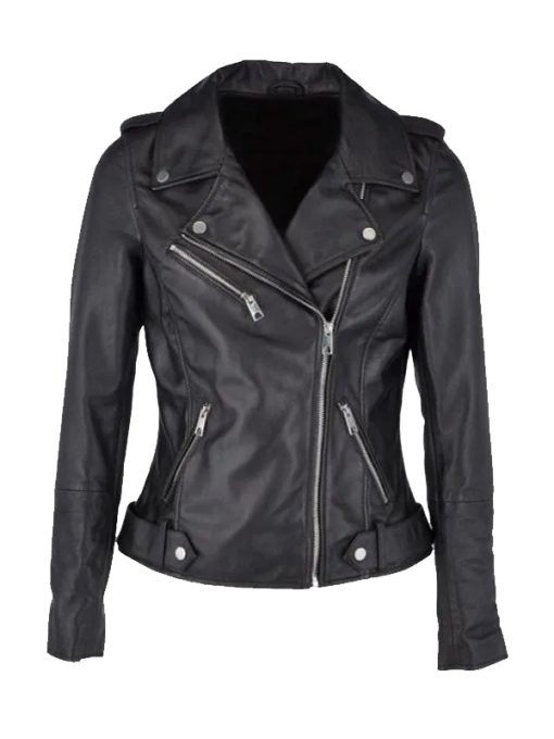 Womens Biker Black Leather Jacket