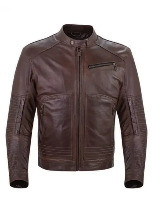 Men’s Brown Leather Biker Jacket