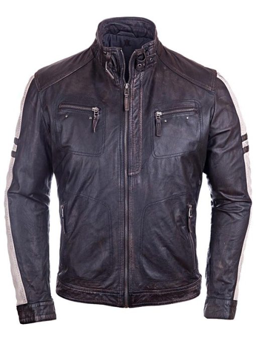 Mens-Vintage-Cafe-Racer-Distressed-Leather-Biker-Jacket-Black-FRONT