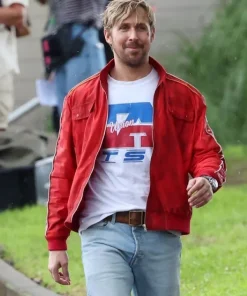 Ryan Gosling Red Leather Jacket