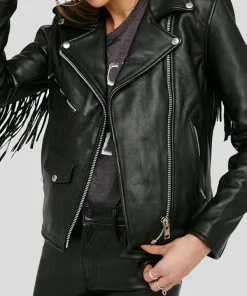 Womens-Black-Leather-Fringe-Jacket