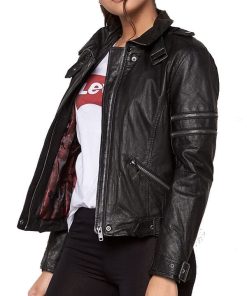 Womens-Cafe-Racer-Leather-Motorcycle-Jacket-Black