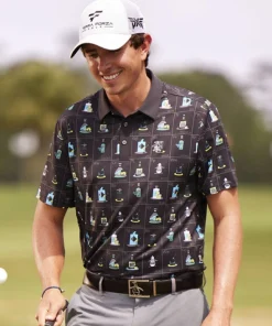 U.S. Open 2024 Penguin Golf Flash Cards Black Polo Shirt