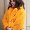 Only Murders In the Building Selena Gomez Faux Fur Yellow Jacket