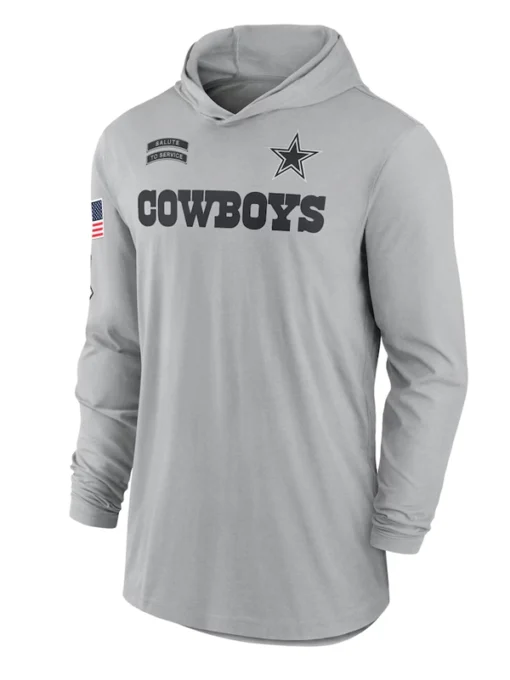 Dallas Cowboys 2024 Salute To Service Long Sleeve Hooded T-Shirt