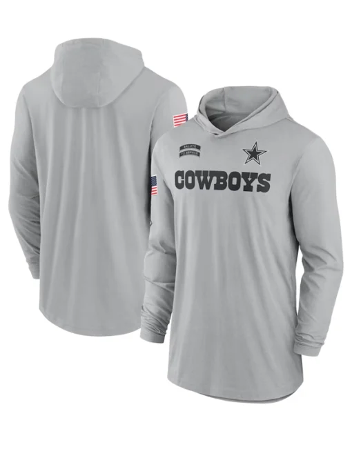 Dallas Cowboys Salute To Service 2024 Long Sleeve Hooded T-Shirt