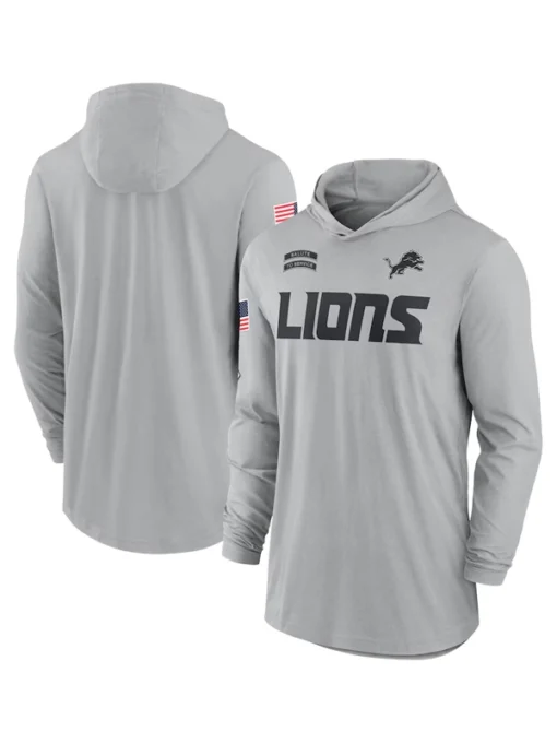 Detroit Lions 2024 Salute To Service Long Sleeve Hooded T-Shirt