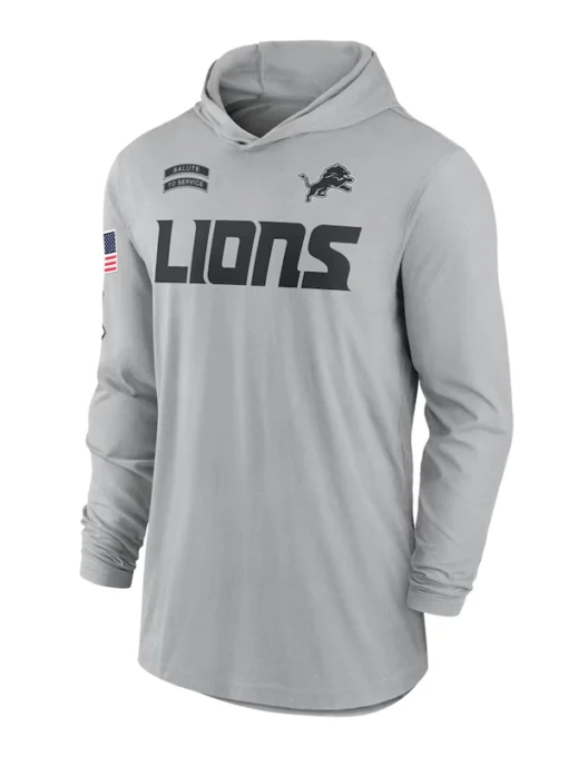 Detroit Lions Salute To Service 2024 Long Sleeve Hooded T-Shirt