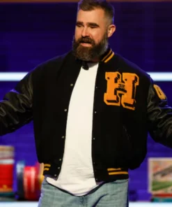 They Call It Late Night With Jason Kelce Black Letterman Jacket