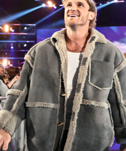 Logan Paul Monday Night RAW Grey Shearling Jacket