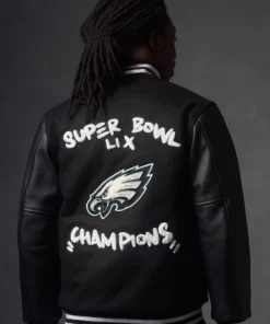 Philadelphia Eagles Super Bowl LIX Champions Black Varsity Jacket