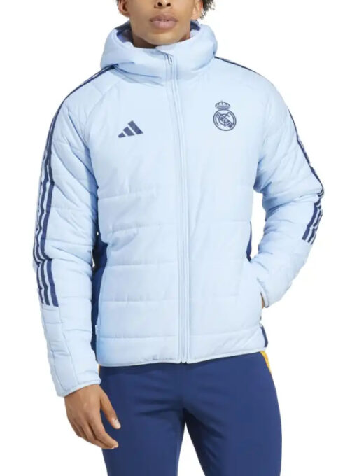 Real Madrid 24_25 Blue Training Hooded Puffer Jacket