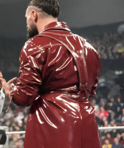 Seth Rollins Monday Night RAW Leather Trench Maroon Coat
