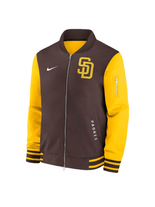 San Diego Padres Brown_Gold Dugout Bomber Jacket