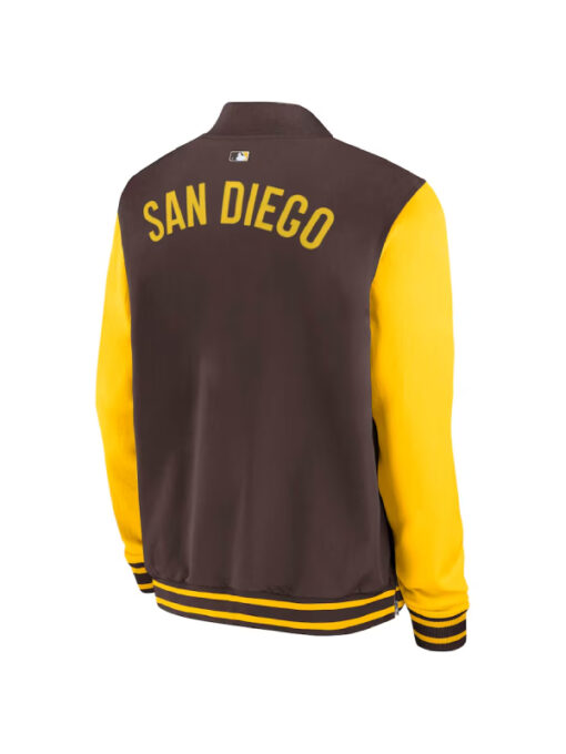 San Diego Padres Brown_Gold Dugout Full Zip Bomber Jacket