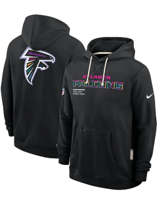 Atlanta Falcons Black 2025 Crucial Catch Sideline Standard Issue Dri-FIT Hoodie