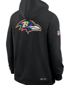 Baltimore Ravens Black 2025 Crucial Catch Sideline Dri-FIT Hoodie