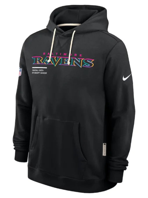 Baltimore Ravens Black 2025 Crucial Catch Sideline Hoodie