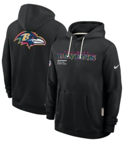 Baltimore Ravens Black 2025 Crucial Catch Sideline Standard Issue Dri-FIT Hoodie