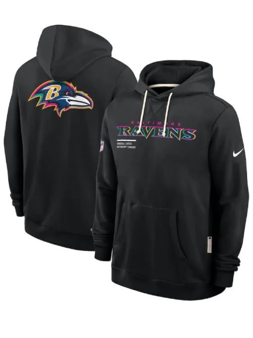 Baltimore Ravens Black 2025 Crucial Catch Sideline Standard Issue Dri-FIT Hoodie
