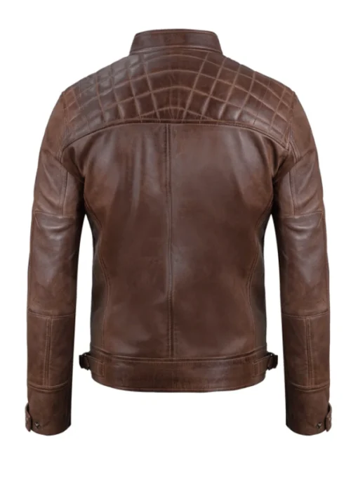 Chocolate Brown Cafe Men Leather Motorcycle Jacket