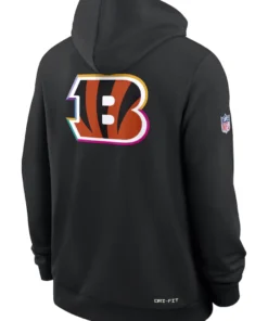 Cincinnati Bengals Black 2025 Crucial Catch Sideline Dri-FIT Hoodie