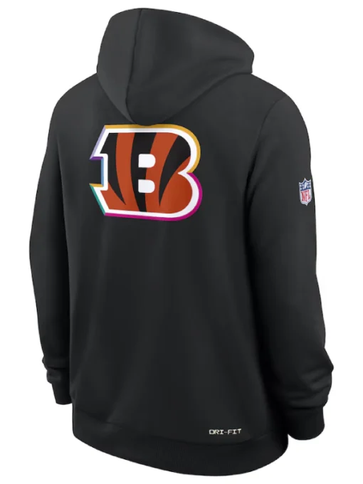 Cincinnati Bengals Black 2025 Crucial Catch Sideline Dri-FIT Hoodie