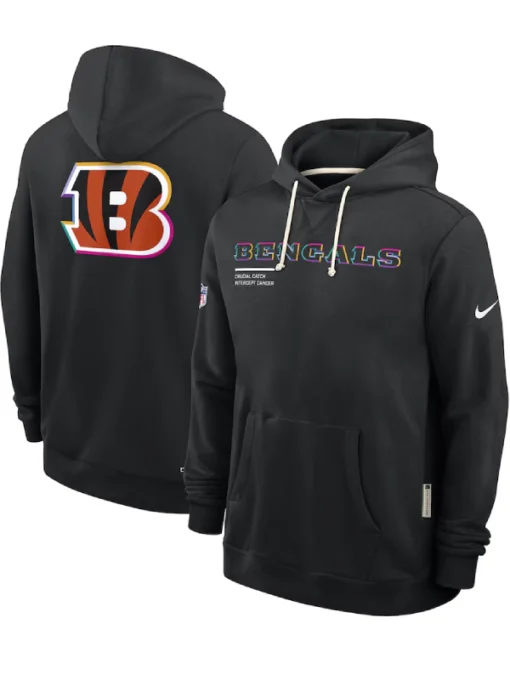 Cincinnati Bengals Black 2025 Crucial Catch Sideline Standard Issue Dri-FIT Hoodie
