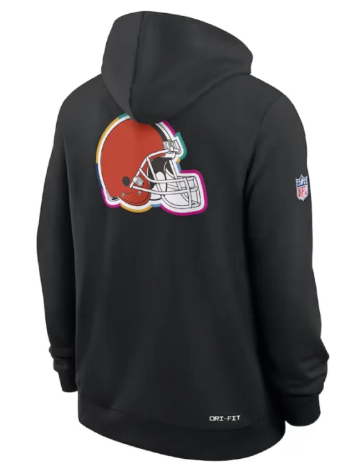 Cleveland Browns Black 2025 Crucial Catch Sideline Dri-FIT Hoodie