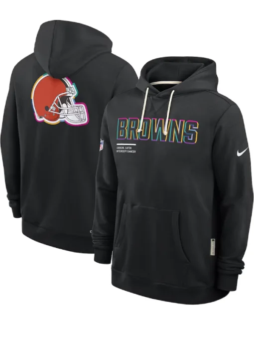 Cleveland Browns Black 2025 Crucial Catch Sideline Standard Issue Dri-FIT Hoodie