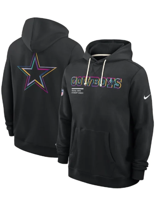 Dallas Cowboys Black 2025 Crucial Catch Sideline Standard Issue Dri-FIT Hoodie