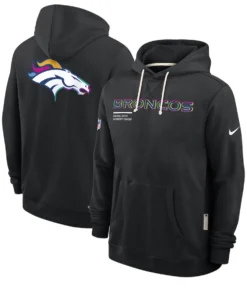 Denver Broncos Black 2025 Crucial Catch Sideline Standard Issue Dri-FIT Hoodie