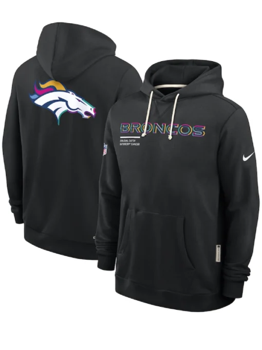 Denver Broncos Black 2025 Crucial Catch Sideline Standard Issue Dri-FIT Hoodie