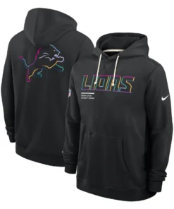 Detroit Lions Black 2025 Crucial Catch Sideline Standard Issue Dri-FIT Hoodie
