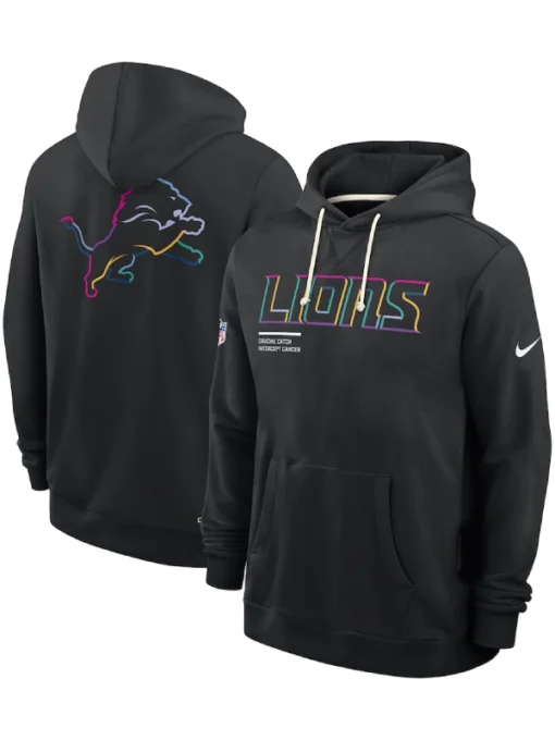 Detroit Lions Black 2025 Crucial Catch Sideline Standard Issue Dri-FIT Hoodie