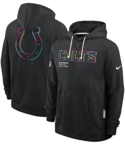 Indianapolis Colts Black 2025 Crucial Catch Sideline Standard Issue Dri-FIT Hoodie