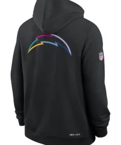 Los Angeles Chargers Black 2025 Crucial Catch Sideline Dri-FIT Hoodie