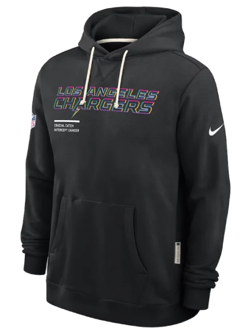 Los Angeles Chargers Black 2025 Crucial Catch Sideline Hoodie