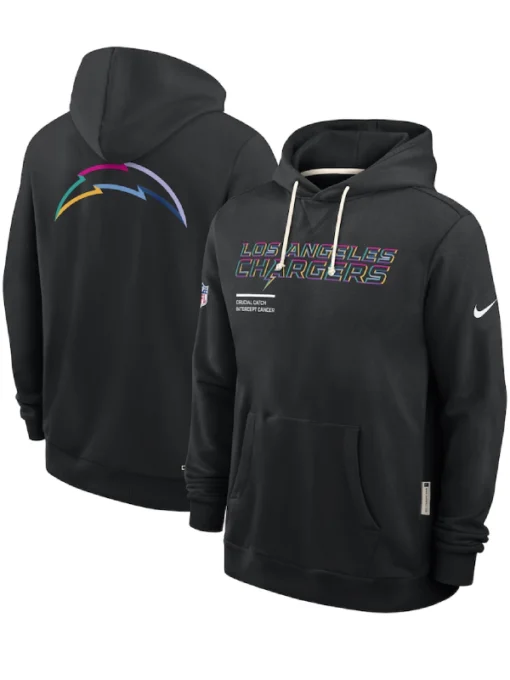 Los Angeles Chargers Black 2025 Crucial Catch Sideline Standard Issue Dri-FIT Hoodie