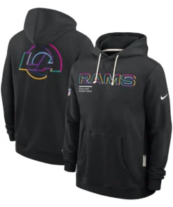 Los Angeles Rams Black 2025 Crucial Catch Sideline Standard Issue Dri-FIT Hoodie