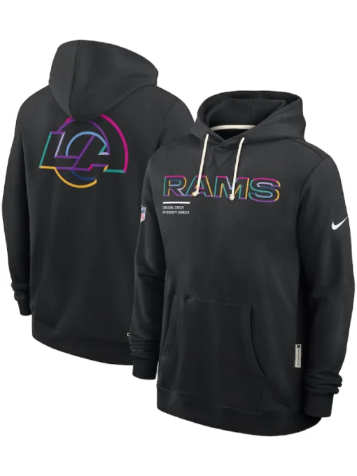 Los Angeles Rams Black 2025 Crucial Catch Sideline Standard Issue Dri-FIT Hoodie